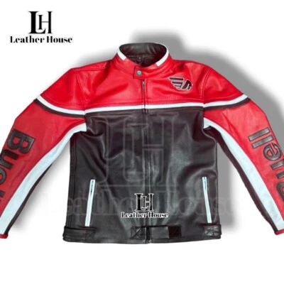 Men BUELL Leather Jacket Vintage Racing Jacket Buell Motorcycle Biker  Jacket - Image 1 of 3