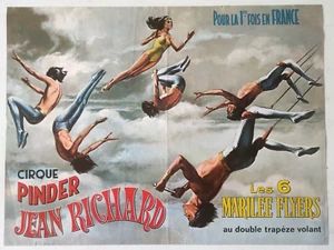 Affiche originale cirque - CIRQUE PINDER JEAN RICHARD LES 6 MARILEE FLYERS - Picture 1 of 1