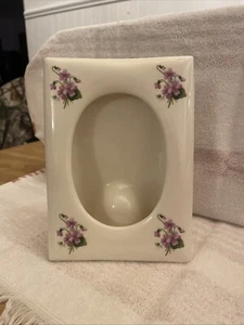 Vintage Porcelain Picture Frame Ivory w Purple Flowers 3x4 photo Frame Is 6.5x5 - Picture 1 of 6