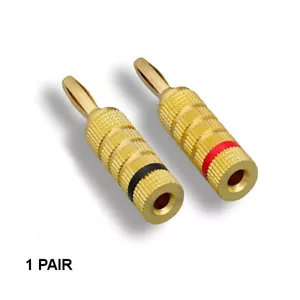 Par de Kentek Tornillo Cierre Enchufe Banana Conector de Audio Altavoz Cable Enchapado en Oro - Imagen 1 de 1