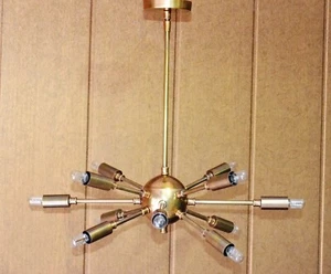 Vintage Industrial Antique Brass Hanging Ceiling Sputnik Chandelier with 12 Arms - Picture 1 of 8