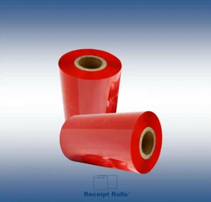 4.33'' x 984' (110mm x 300m) RED Thermal Transfer Ribbons (24) Wax Resin Zebra - Picture 1 of 3