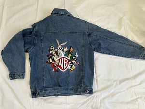 Vintage Warner Brothers Bros WB Looney Tunes Kids Denim Jean Jacket Size XL - Picture 1 of 4