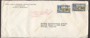 1950 Bahamas postal history, Air Mail to U S commercial cover machine cancel - Picture 1 of 1