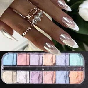 12 Colors Aurora Powder Nail Glitter Pigment Mirror Pearl Ice Neon Holographic # - Picture 1 of 13