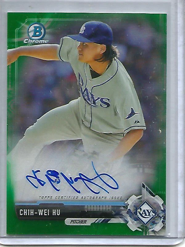Chih-Wei Hu 2017 Bowman Chrome Green Refractor Autograph #28/99 - Image 1 of 1