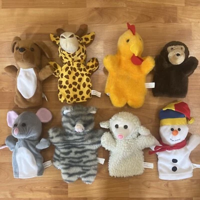 LOT OF 8 HighTeach Learning Animal Hand Puppets Dog Cat Lamb Mouse Snowman - Image 1 of 4