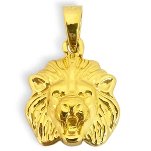Solid 24K Yellow Gold Mens Lion Pendant Charm, 14mm, 3.3 grams, Small - Picture 1 of 9