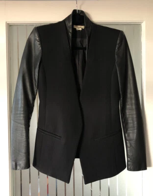 Blazer Helmut Lang Negro Lana y Cuero Talla 0 Hecho en EE. UU. Foto 1 de 4