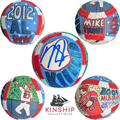 Mike Trout signed Baseball JSA COA Hand Painted Carter X Angels Auto HOF Y215 - Image 1 of 2
