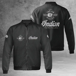 Indian Motorcycle Motor Lovers Logo Printed Windproof Bomber Jacket - Picture 1 of 9