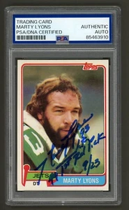 Marty Lyons Signed 1981 Topps Rookie Card #238 (PSA) Inscribed "1st Rd Pick" - Picture 1 of 2