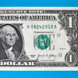 August 24, 2012 (К 08242012 A) BIRTHDAY Note $1 One Dollar Bill *UNC* - Picture 1 of 4