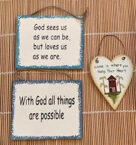 3 letreros de madera con Dios todas las cosas son posibles hogar es donde cuelgas tu corazón - Imagen 1 de 1