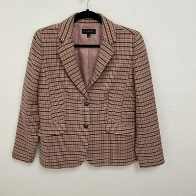 Blazer Talbots Clásico Shetland en Manzana a Cuadros en Rosa y Naranja Talla 8 Oficina Foto 1 de 4