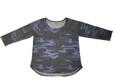 Suéter Top Como Vintage Tejido Camuflaje Azul Gris Dobladillo Crudo Talla L Mangas 3/4 Foto 1 de 4