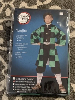 Demon Slayer Tanjiro Child Halloween Costume SMALL (4-6) Anime New With Tags! - Image 1 of 2