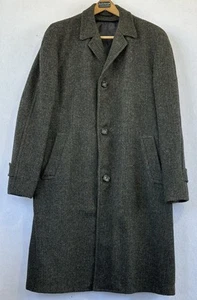 VTG Harris Tweed Long Coat Size XL Gray Retro Dressy - Picture 1 of 5