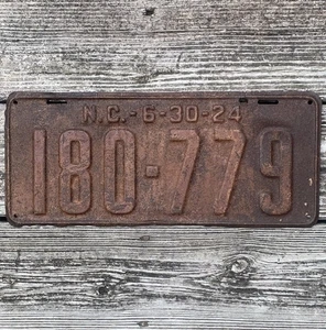 1924 NC North Carolina License Plate Tag 108-779, Original, 15”, Antique Vintage - Picture 1 of 13