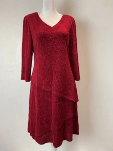 Vintage Connected Apparel Red Tiered 3/4 Sleeve Layered Dress Size 10P - Picture 1 of 13