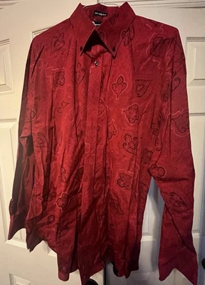 Tommy Hilfiger Paisley Button Up Dress Shirt Men XL Red Classic Abstract Retro - Image 1 of 4