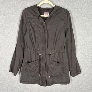 Mossimo Jacket Medium Utility Military Army Khaki Field Cargo Washed Faded Thin - Picture 1 of 9