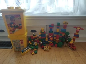 Vintage 1991 Duplo Huge Two Bucket Lot Animals Cars People Tree Blocks Legos - Picture 1 of 7