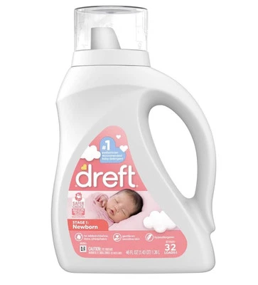 Dreft Stage 1: Newborn Baby Liquid Laundry Detergent, 32 loads, 46 fl oz