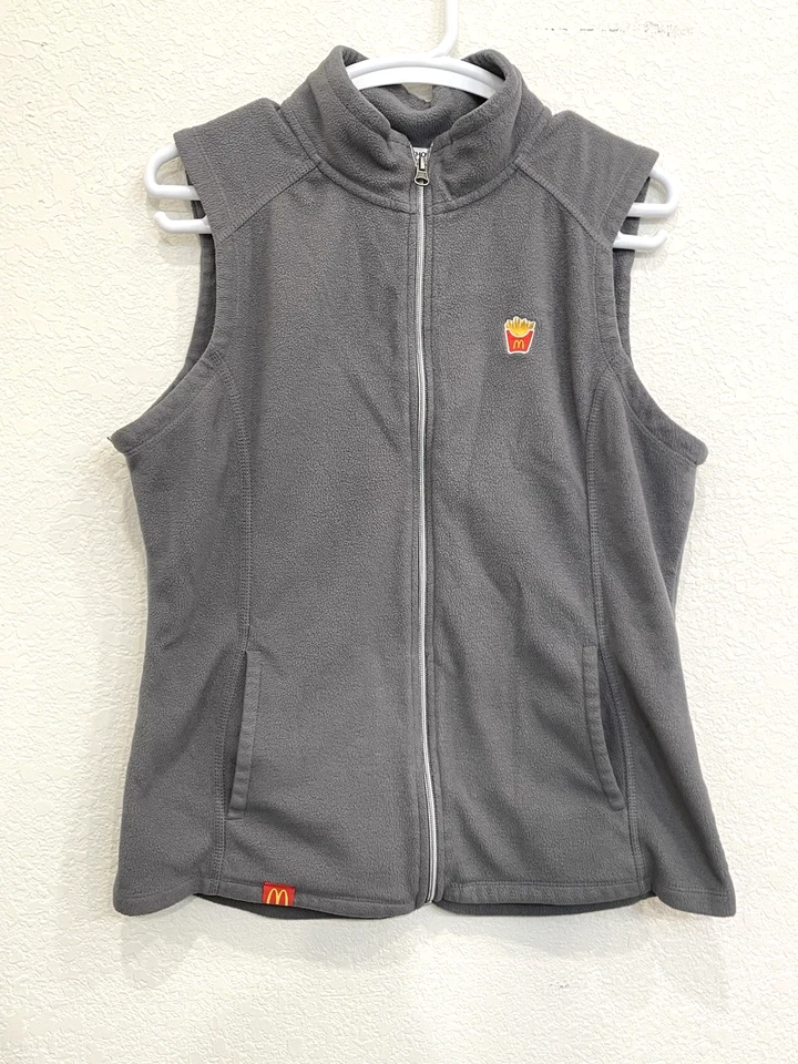 McDonalds Women's Fleece Zip Up Vest Large Gray w/Pockets Uniform Port Authority - Image 1 of 4