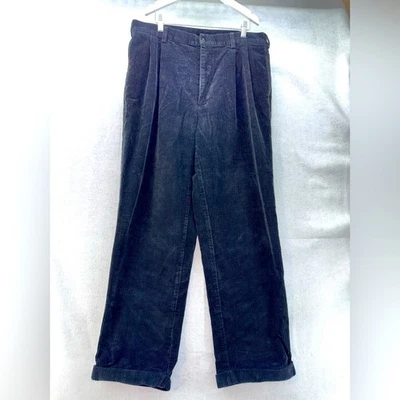 Jos. Мужские черные вельветовые плиссированные передние брюки A Bank с закатанными манжетами размер 36x30 - Изображение 1 из 3