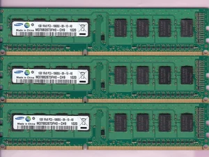 3GB 3x1GB PC3-10600 Samsung M378B2873FH0-CH9 DDR3-1333 Desktop Ram Memory Kit - Picture 1 of 2