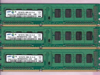 3GB 3x1GB PC3-10600 Samsung M378B2873FH0-CH9 DDR3-1333 Desktop Ram Memory Kit - Image 1 of 2