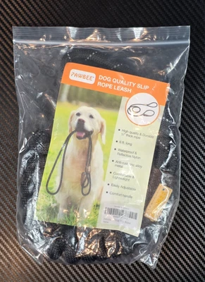 Trela de cachorro Pawbee deslizante 6 pés de comprimento confortável resistente impermeável preta - Imagem 1 de 4
