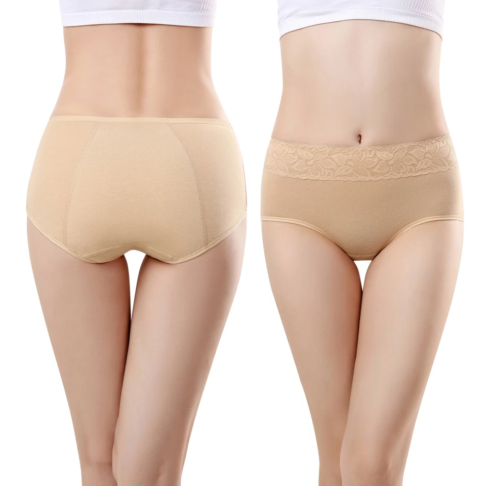 Paquete de 1/4 bragas de algodón de época para mujer ropa interior menstrual a prueba de fugas calzoncillos bragas Foto 1 de 4