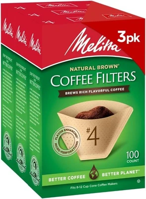 Filtros de café de cono Melitta #4, marrón natural, 100 unidades (paquete de 3), paquete de 3  Foto 1 de 4
