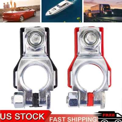 2pcs Car Battery Terminal Clamp Connectors Positive Negative Release Disconnect - Image 1 of 4