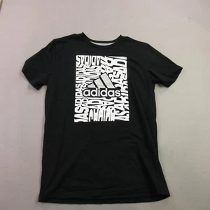 Adidas Shirt Boys Large Short Sleeve Casual Crew Neck Lightweight Black - Picture 1 of 7