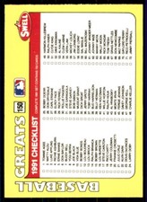 1991 SWELL BASEBALL GREATS - CHECKLIST