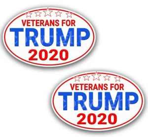 VETERANS for TRUMP 2020 Trump Political Bumper Stickers Decals 5" 2 pack - Picture 1 of 4