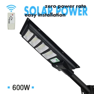 Solar LED Street Lamp 600W Cool White Dusk to Dawn Motion Sensor Yard Security - Picture 1 of 14
