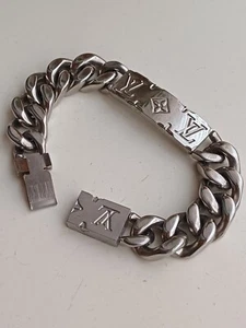 Louis Vuitton Chain bracelet M62486 Men's silver monogram ID Bracelet - Picture 1 of 12