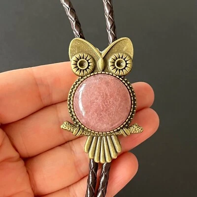 Collar de Boda Occidental Corbata Bolo Patrón Bronce Búho Cristal Fresa Natural Foto 1 de 4