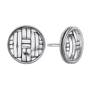 JOHN HARDY Bedeg Woven-Carved Round Button Stud Earrings in Sterling Silver - Picture 1 of 2