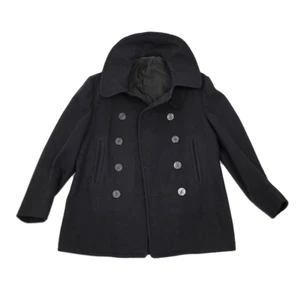 Marine Mantel Herren 42 Schwarz Zweireiher Wolle US Coast Guard Zweireiher 42R - Bild 1 von 10