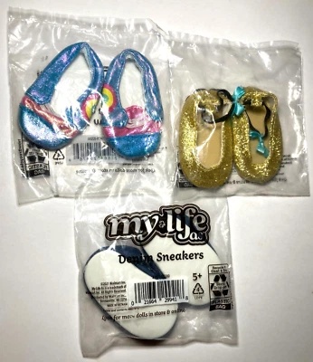 My Life As 3 Muñeca Zapatos Tenis Accesorios Brillo Dorado Denim Metálico Arco Iris Foto 1 de 4