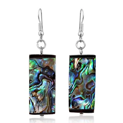 Висячие серьги-подвески из абалона прямоугольной формы тропический шик - Изображение 1 из 4