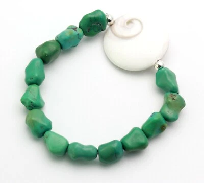 Power-Armband Natur-Türkis mit großem Shiva-Auge dehnbar ca. 19,5 cm lang UNIKAT - Bild 1 von 3