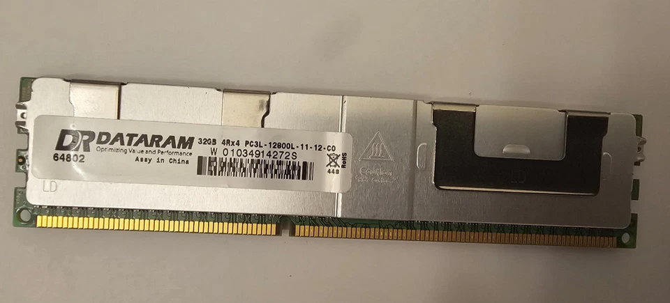 DATARAM 32GB 4Rx4 PC3L-12800L RAM - Image 1 of 1