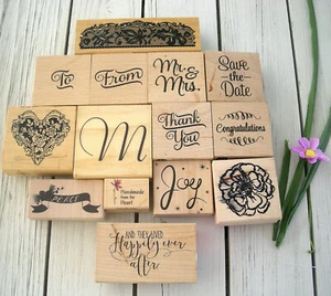 Gummistempel & Tintenbrayer 18 Stempel Danke Hochzeit Glückwunsch Herr & Frau - Bild 1 von 3