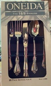 Oneida Stainless ARBOR ROSE 18/8 USA 20 Piece Service for 4 Unused TRUE SONG - Picture 1 of 3